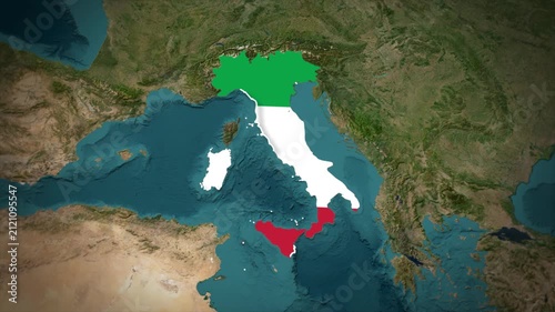 Italy Flag Map Animation, Zoom From Space to Italy, Europe Country Location Map