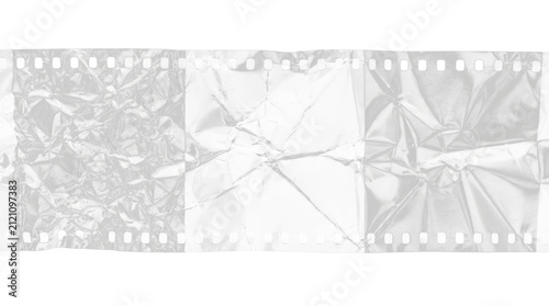 Crumpled Metallic Foil Film Strip Frames in Black and White