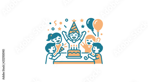 Fotografie People Celebrating Birthday with Cake.