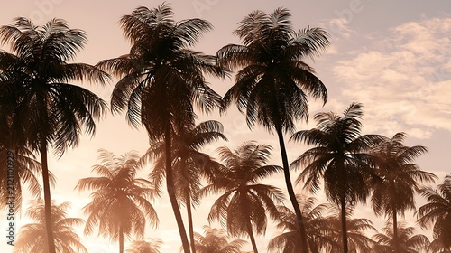 Tropical palm trees at sunset
