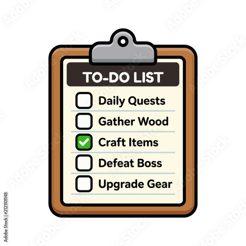 Clipboard checklist icon task cartoon style