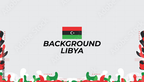 Foto Libyan flag abstract background with decorative border pattern in national color