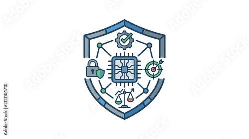 Digital security shield protects data network against cyber threats