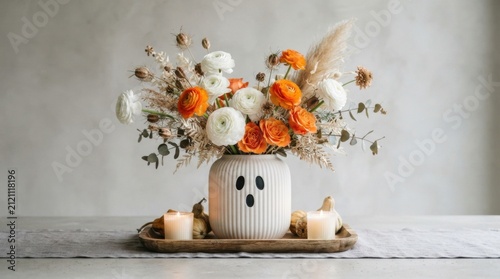 Cute Ghost Vase Floral Centerpiece For Fall