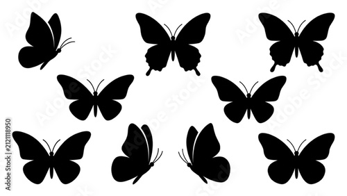 AutoCAD vector collection of various butterfly silhouettes
