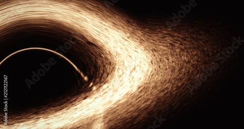 Quadro su tela Black hole absorbing light and matter, powerful gravitational pull bending space