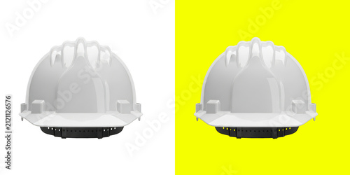 White construction hard hat safety helmet icon for building and industrial work isolated on transparent background