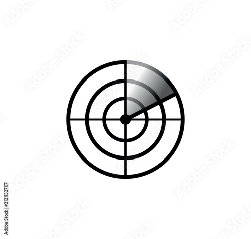 Scanning Radar Vector Icon for Navigation, Aviation, Defense