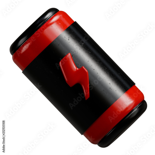 Принти на полотні 3D Stylized Energy Battery with Red Lightning Bolt Icon