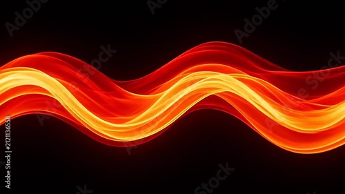 Flowing orange red light waves