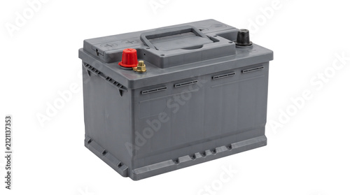 Battery for an automobile is shown as a high quality component for modern vehicle electrical systems.