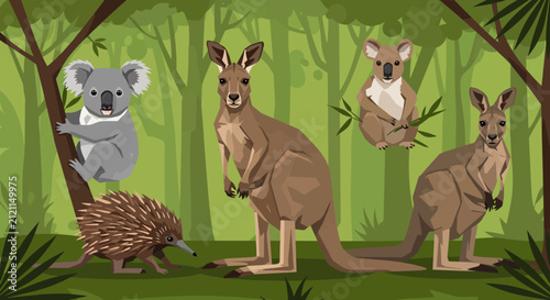 Australian animals in forest 3.