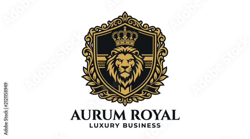 Lion head luxury royal crest logo