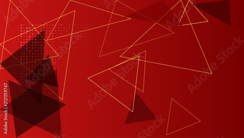 Geometric Triangle Pattern With Red And Gold Gradient Background