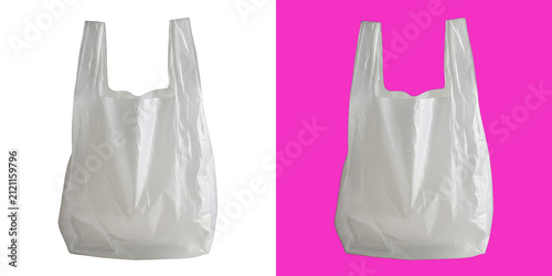 Cuadro en lienzo Transparent plastic shopping bag with handles