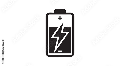 Battery icon with lightning bolt symbol for energy charging.