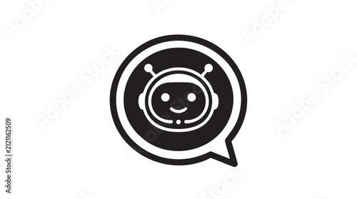 Chatbot icon inside speech bubble for modern digital communication.