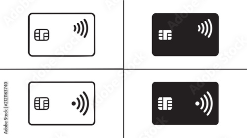 Credit card payment icons set for digital financial transactions.