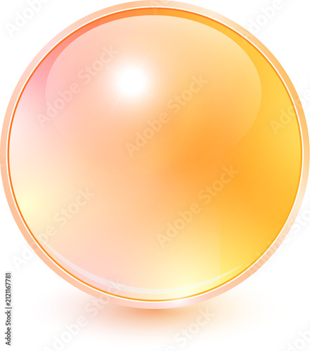 Orange glass ball, shiny sp...