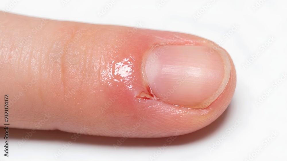 Fototapeta premium Acute Paronychia Inflammation on Human Finger Nail Fold