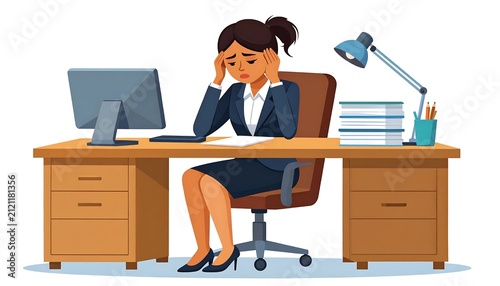 Business professional working on laptop at desk with files.