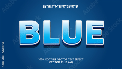 '' BLUE  '' TEXT EFFECT 3D VECTOR FOR ALL YOUR NEEDS
