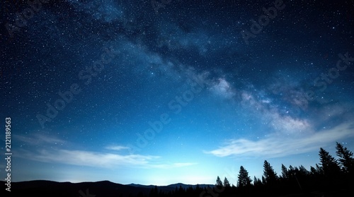 Outdoor nature landscape under a dark blue night sky.
