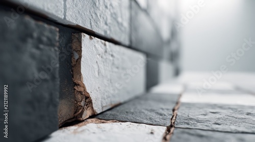 Damaged wall tiles