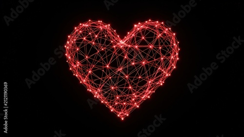 Glowing Heart Network Digital Love Connection Abstract Vector Illustration