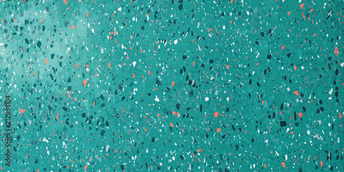 Bild auf Leinwand Teal green terrazzo floor with dark speckled stone aggregate terrazzo aggregate