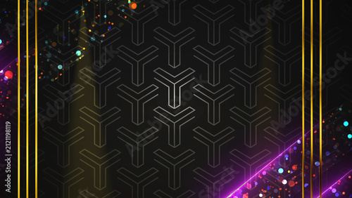 Luxury Festival Title Reveal Background. Royal Gold Frame with Glowing Light Flares, Elegant Geometric Pattern, Spotlight Beams and Cinematic Motion Loop for Awards, Events and Product Showcase