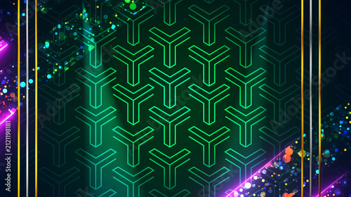 Luxury Festival Title Reveal Background. Royal Gold Frame with Glowing Light Flares, Elegant Geometric Pattern, Spotlight Beams and Cinematic Motion Loop for Awards, Events and Product Showcase