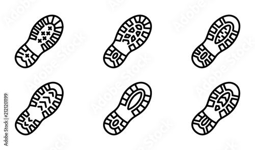 Obraz na płótnie 70 Six Diverse Boot Sole Tread Patterns, Vector Icons for Footwear Design, Outdo