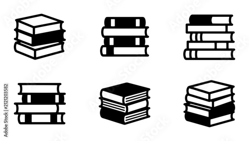 Obraz na płótnie 70 Stack of Books Icons, Library Collection, Education Symbols, Reading Literatu