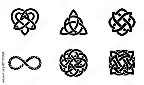 Foto 70 Celtic Knot Icons Set, Interlocking Symbols Vector Graphics, Infinity Symbol,