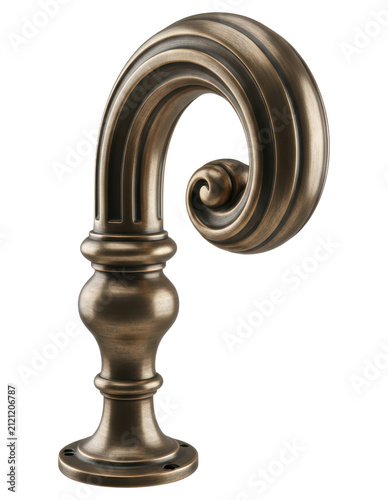 Antique bronze handrail volute scroll end piece transparent background
