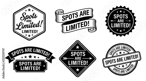 Quadro su tela This image features various designs emphasizing limited spots availability, perfect for marketing promotions or events, aimed at creating urgency and exclusivity feelings