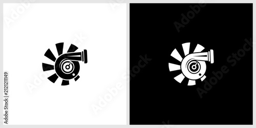 Foto Stylized Turbocharger Fan Logo Icon for Automotive Performance
