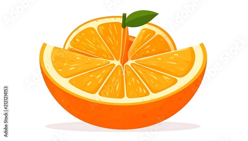 Fresh orange slices arranged in a circular pattern with a leaf.