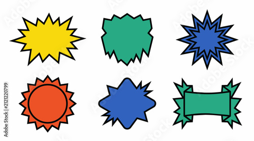 Vector Burst Shapes Set Comic Style Starburst Tags Promotion Labels