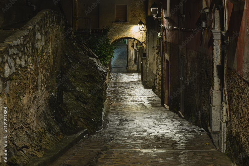 Fototapeta premium night view of the village of Maierà, Cosenza, Italy