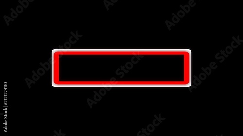 Animated red neon rectangular frame with glowing outline, perfect for overlays, titles, transitions, broadcasts, presentations, and motion graphics projects. alpha channel