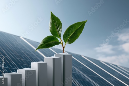 reduction powers business solar energy chart leaf and innovation for digital dashboards and platform