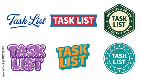 фотографія This assortment of logos for a task list application combines vibrant colors and bold fonts to portray productivity, efficiency, and organizational tools in a fun way