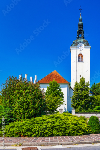 Saint Jakob church at small town Kostanjevica na Krki in Slovenia, popular tourist destination
