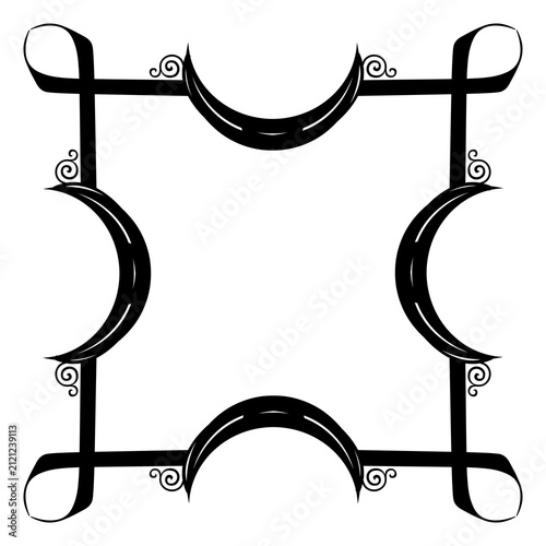Elegant Vintage Decorative Frame Border with Ornamental Flourishes Isolated on White background, JPG, 300 dpi