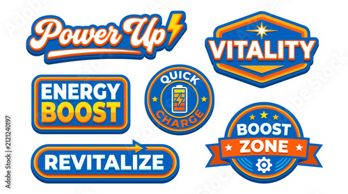 Fotografía This vibrant collection of energy boost themed graphics conveys vitality and revitalization, perfect for wellness brands focused on health and energy enhancement solutions