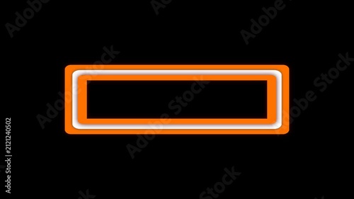 Animated double orange glowing rectangular frame with bright luminous borders, perfect for overlays, titles, transitions, broadcasts, presentations, and motion graphics. alpha channel