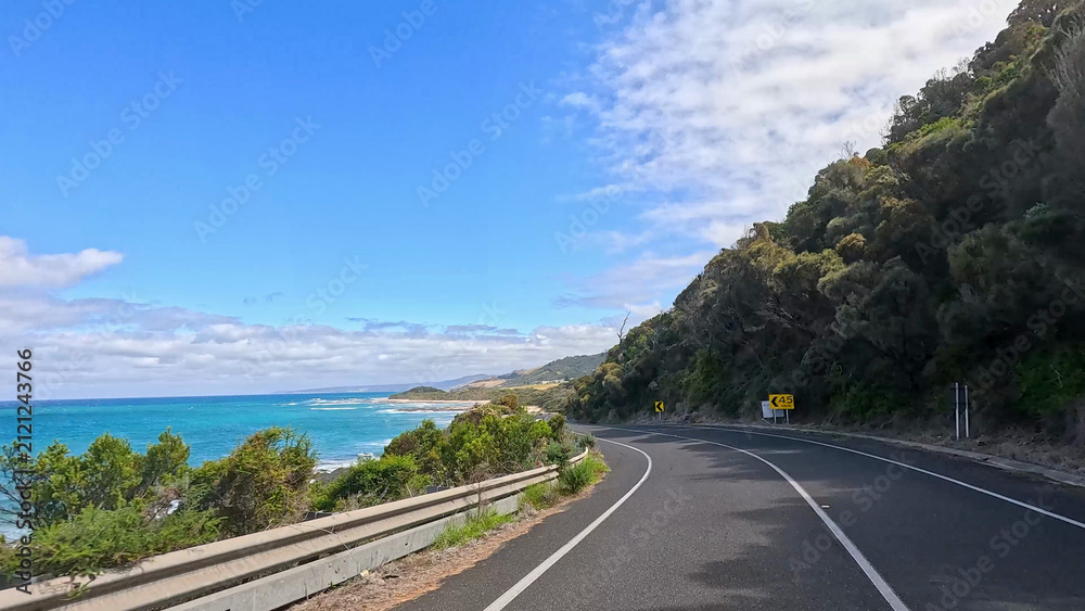 Fototapeta premium Winding Coastal Road Along the Great Ocean Road in Victoria Australia