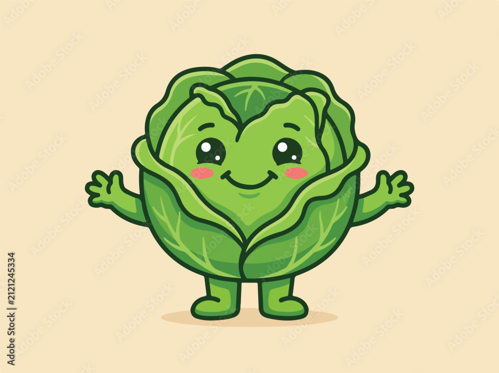 Fototapeta premium Cartoon_cabbage_with_arms_legs_202607092247